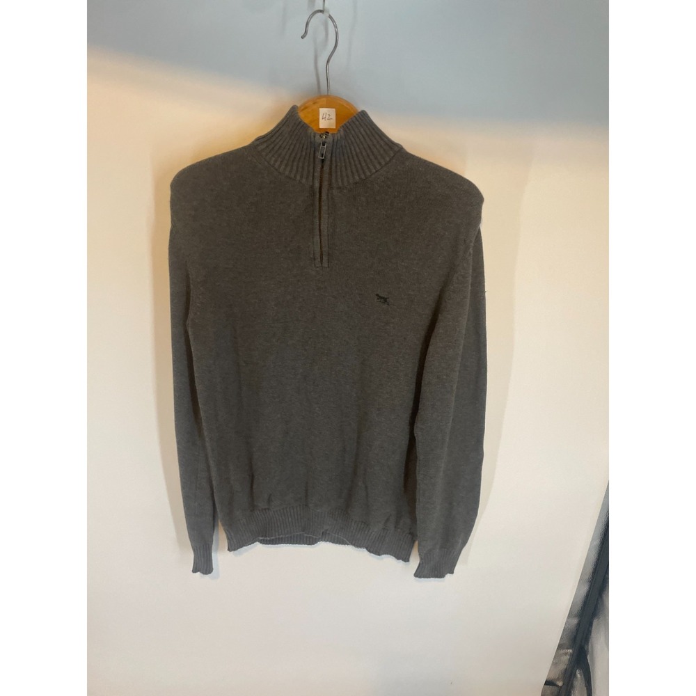 Rodd & Gunn Merrick Bay Logo Quarter-Zip Knit Pullover Sweater Charcoal Gray S